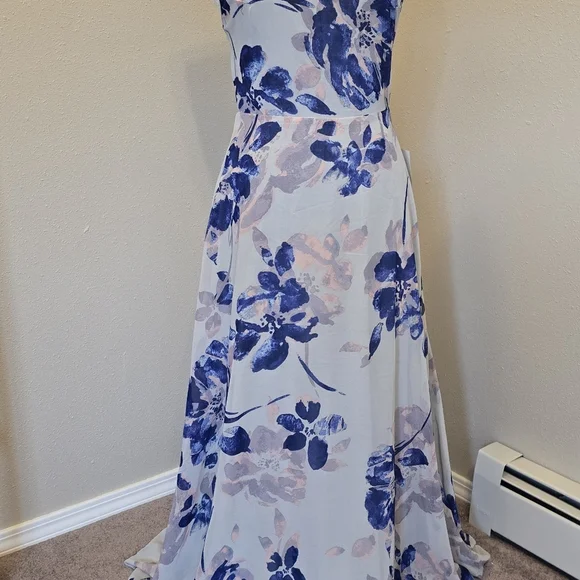 NEW Lulus All I Need Grey Floral Print Lace Up Maxi Dress - Picture 9 of 12